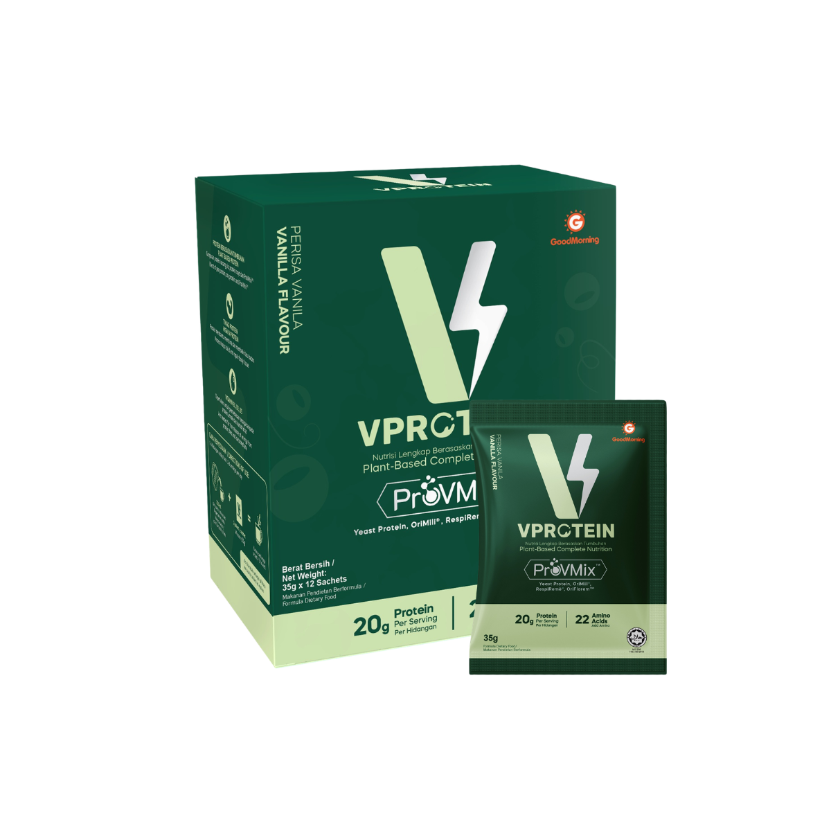 GoodMorning VProtein Plant-Based Complete Nutritional Beverage 35g x 12sachets