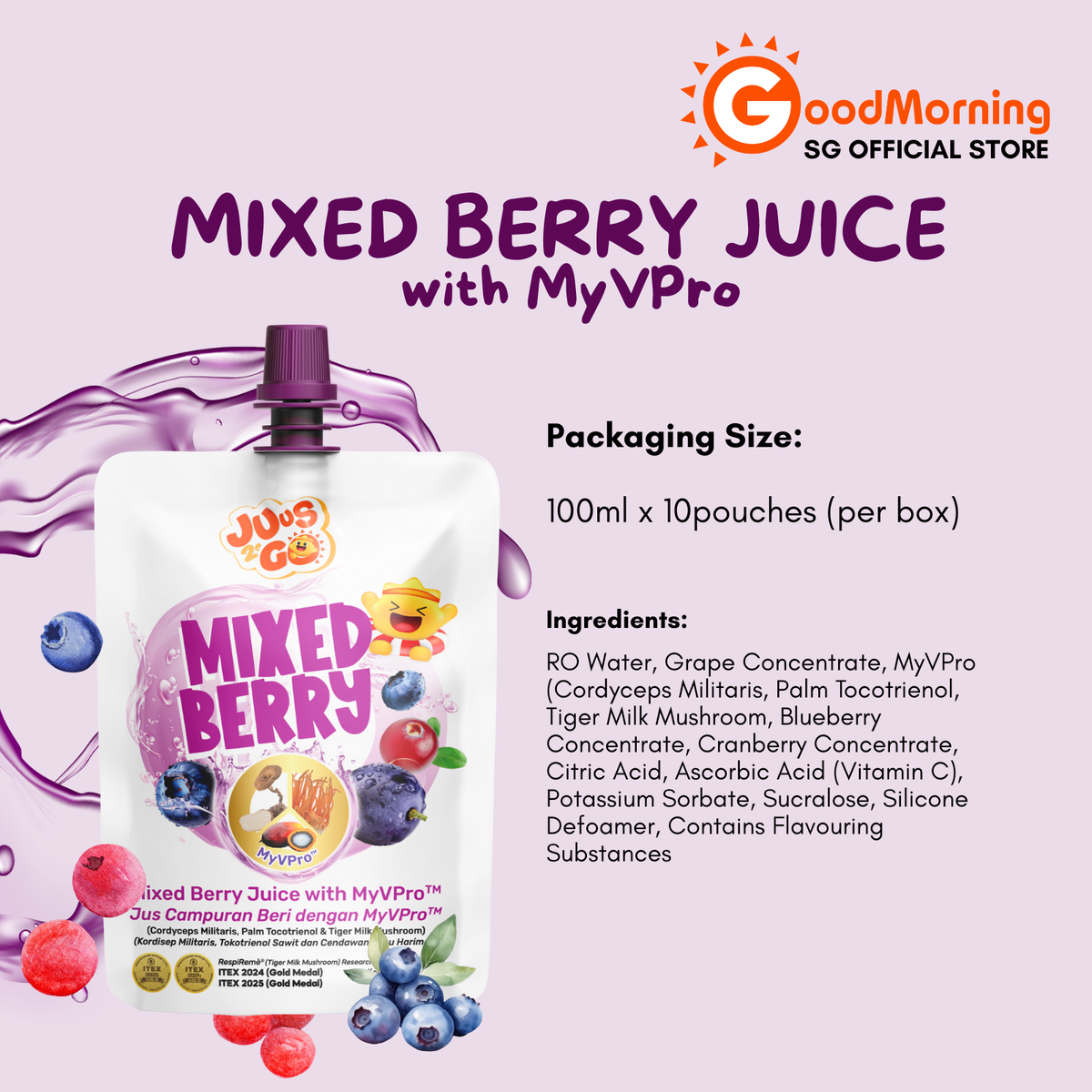 GoodMorning Mixed Berry Juice 100ml x 10sachets